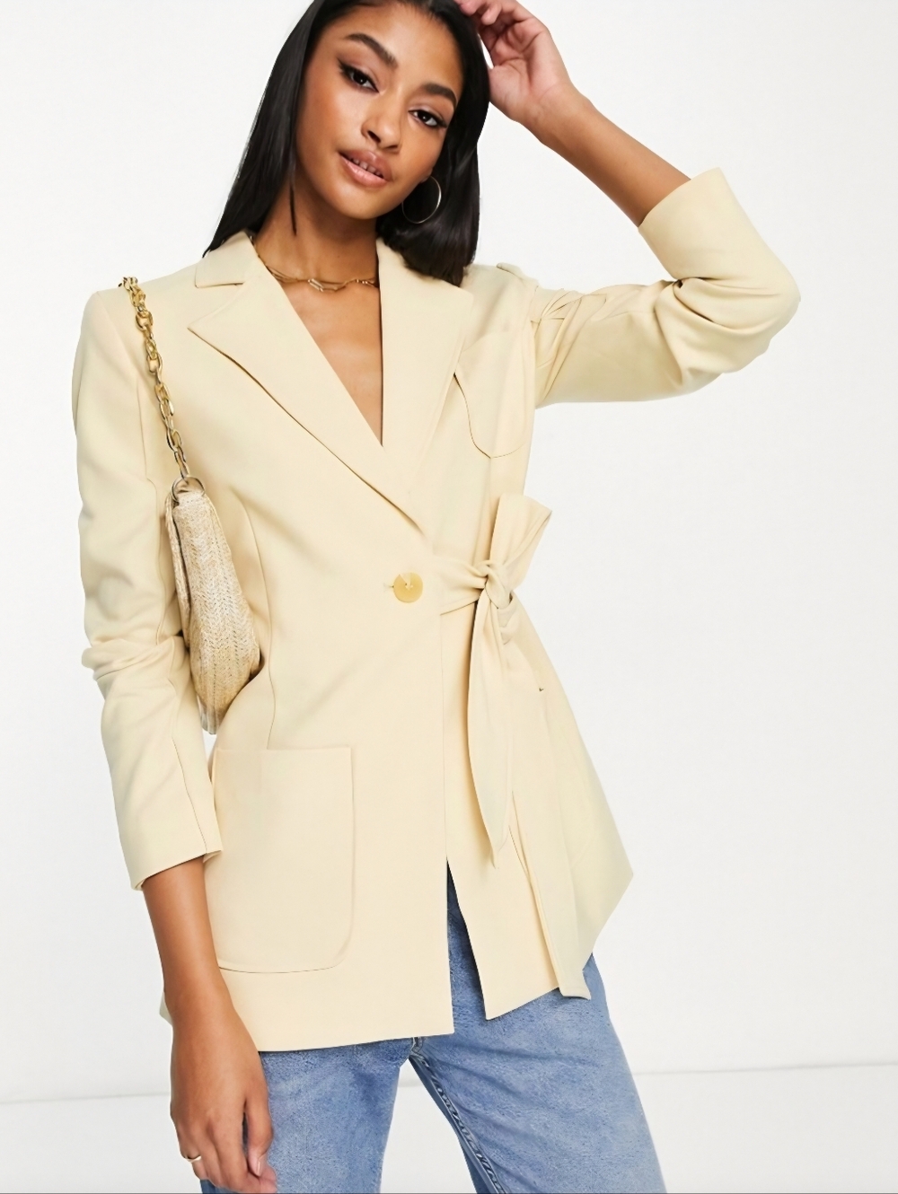 ALIGNE Ferran Tie Waist Blazer In Buttermilk